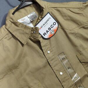 Rasco FR Snap Shirt Men's XL Khaki Tan Flame Resistant Lightweight Work Shirt
